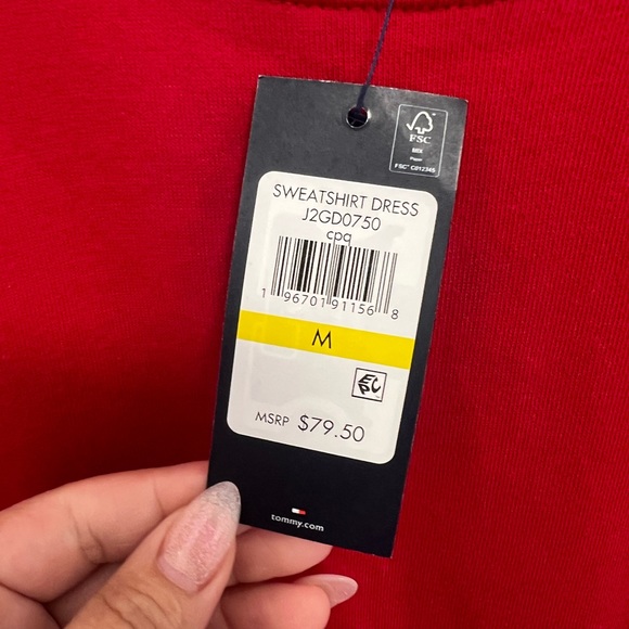 NWT Tommy Hilfinger women sweatshirt red dress - Picture 11 of 16
